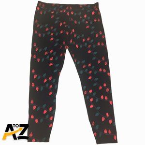 Women's Plus Size Red & Green Christmas Light Leggings Size 1X